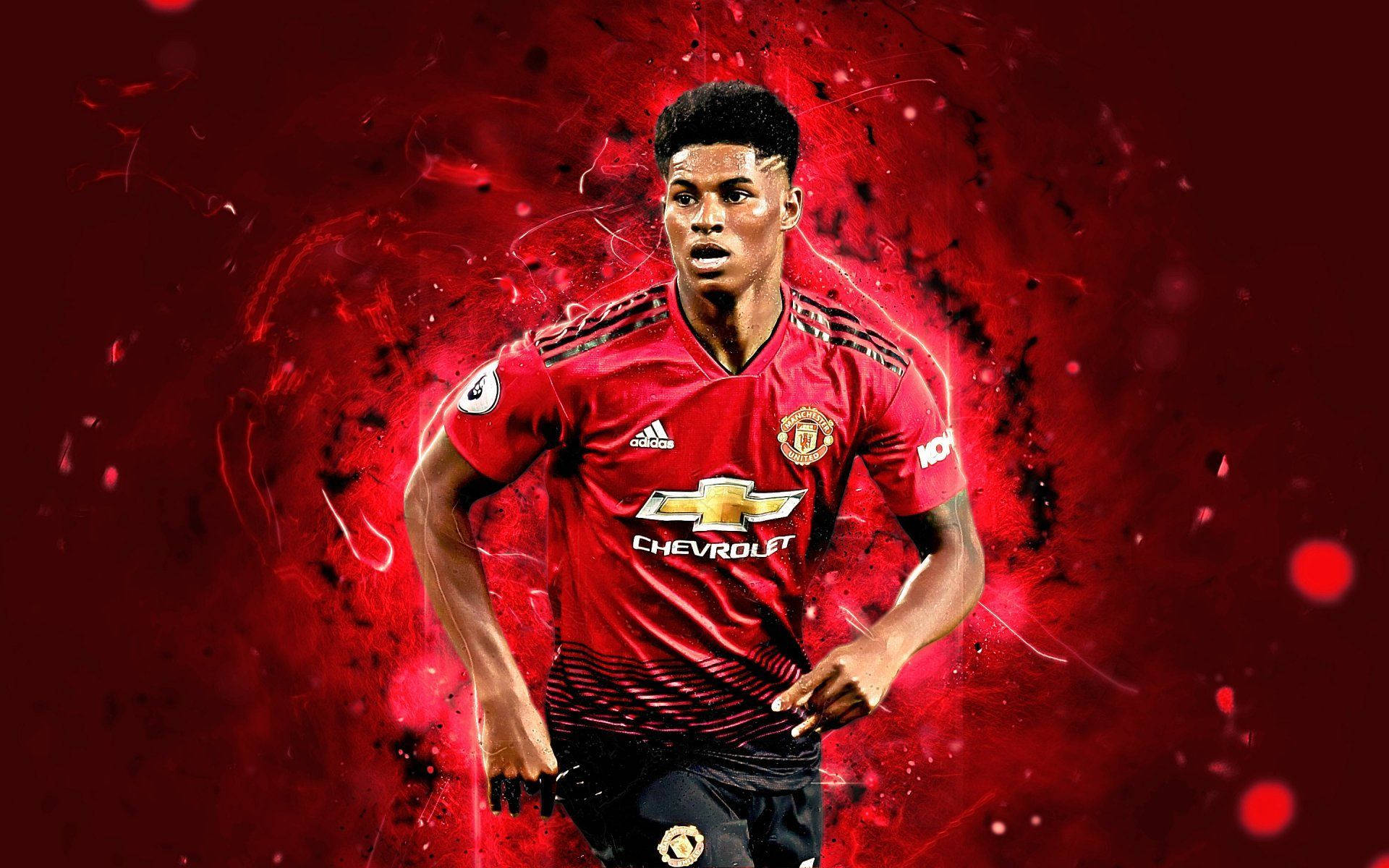 Marcus Rashford Awesome Red Background