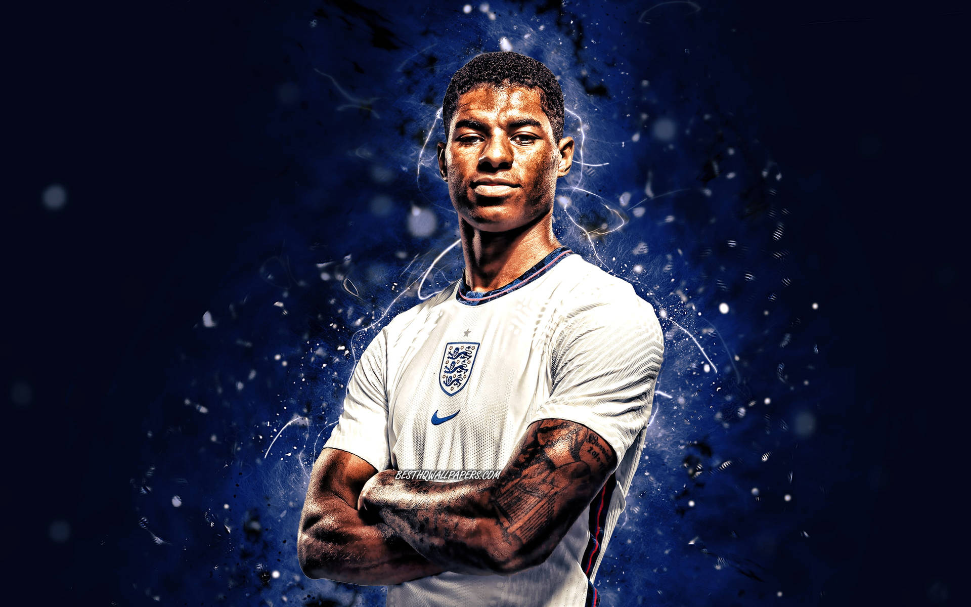 Marcus Rashford Blue Light Background