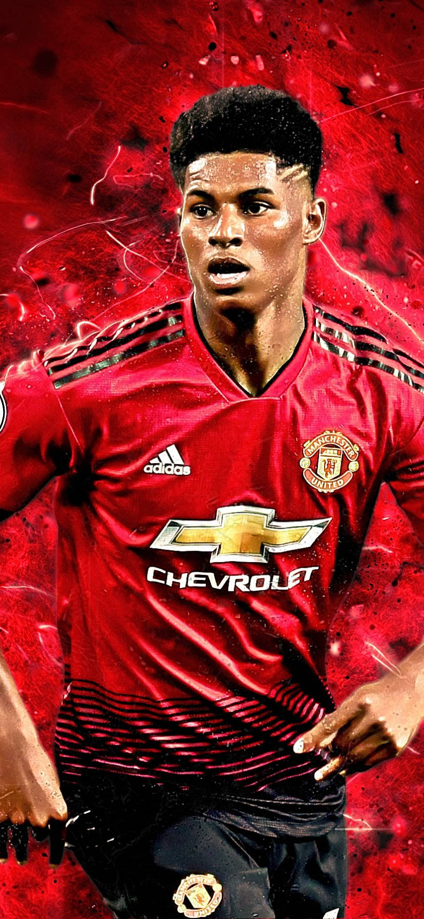 Marcus Rashford In Action On The Football Field Background