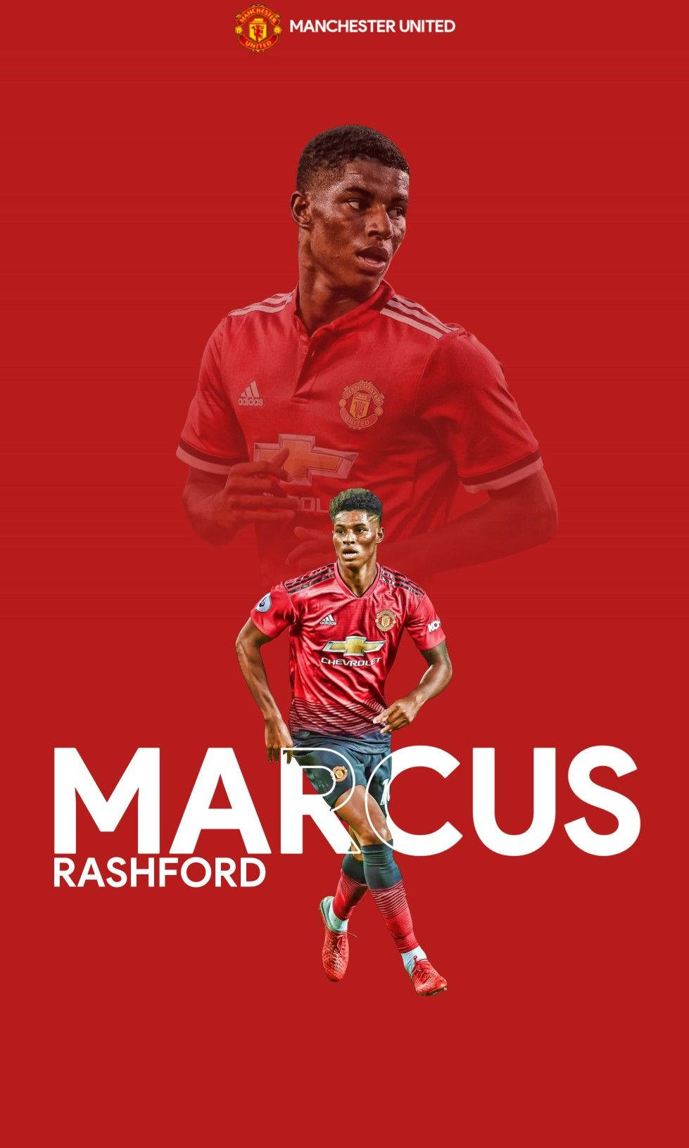 Marcus Rashford Manchester United Red Background