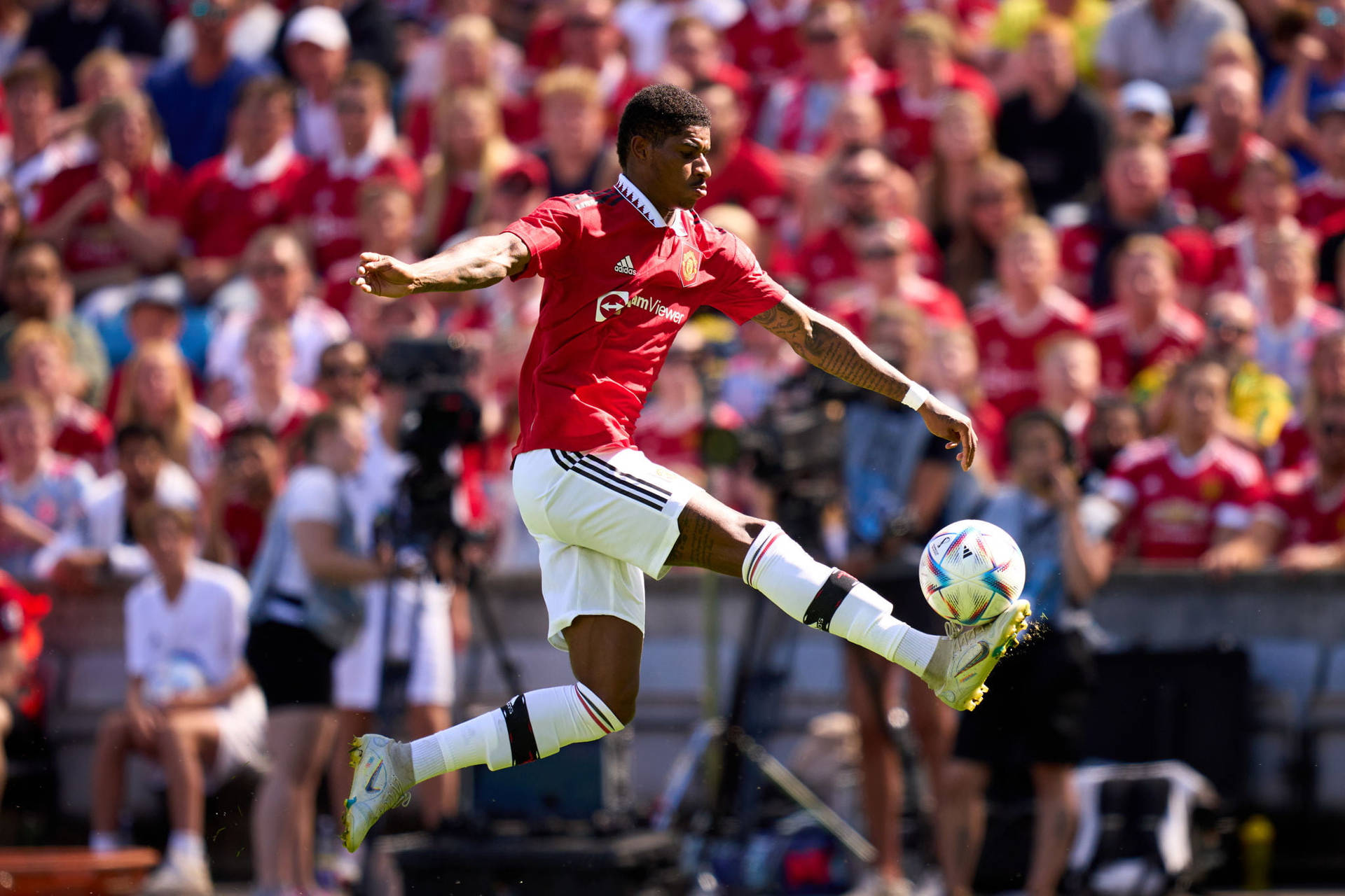 Marcus Rashford Mid-jump Background