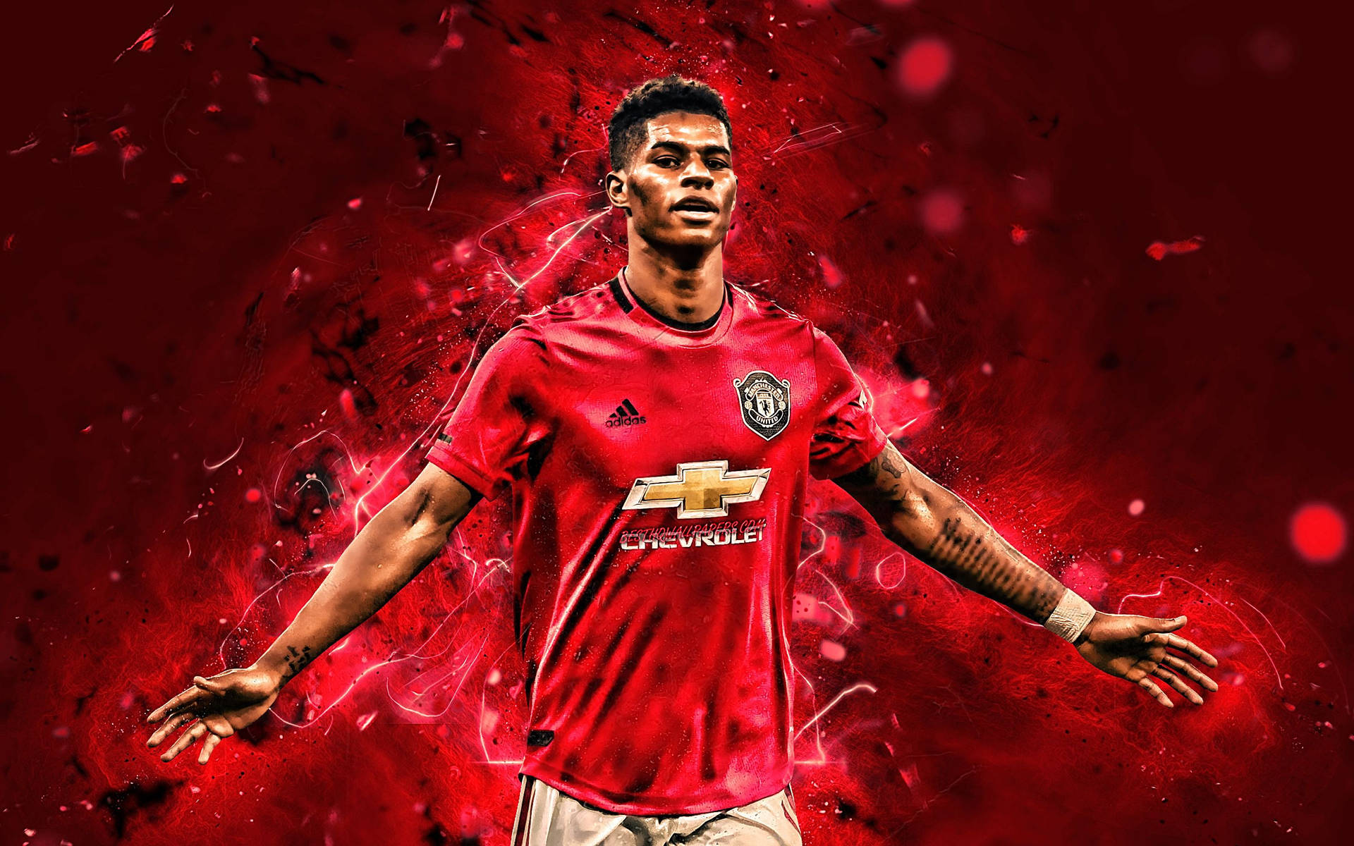 Marcus Rashford Red Abstract Fan Art Background