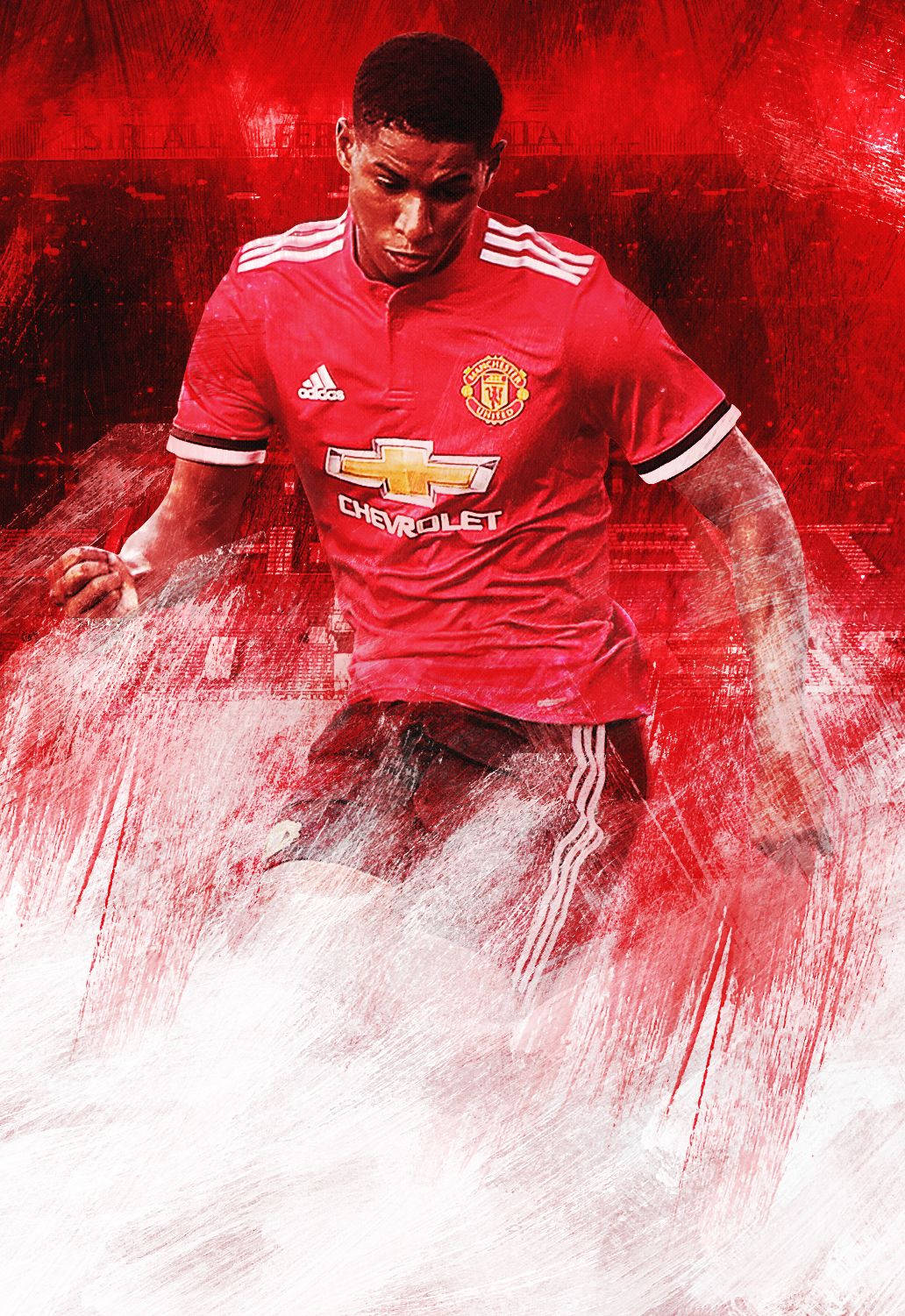 Marcus Rashford Red And White Background