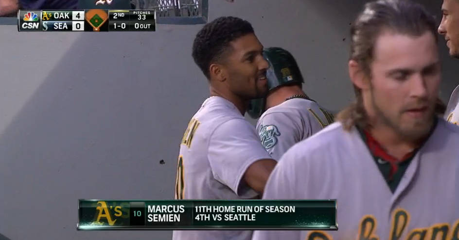 Marcus Semien Hugging A Teammate