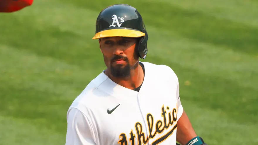 Marcus Semien In Action, Demonstrating His Powerful Swing. Background