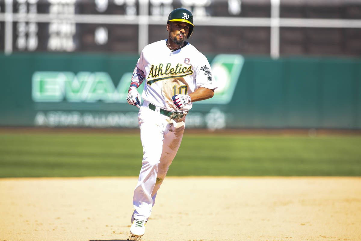 Marcus Semien White Uniform Running Background