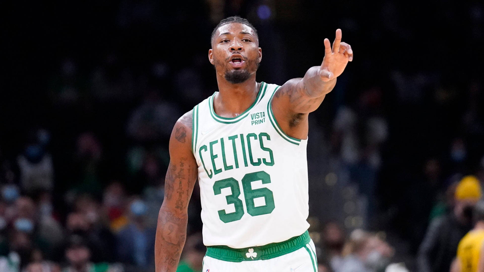 Marcus Smart Signals Peace And Timeout Background