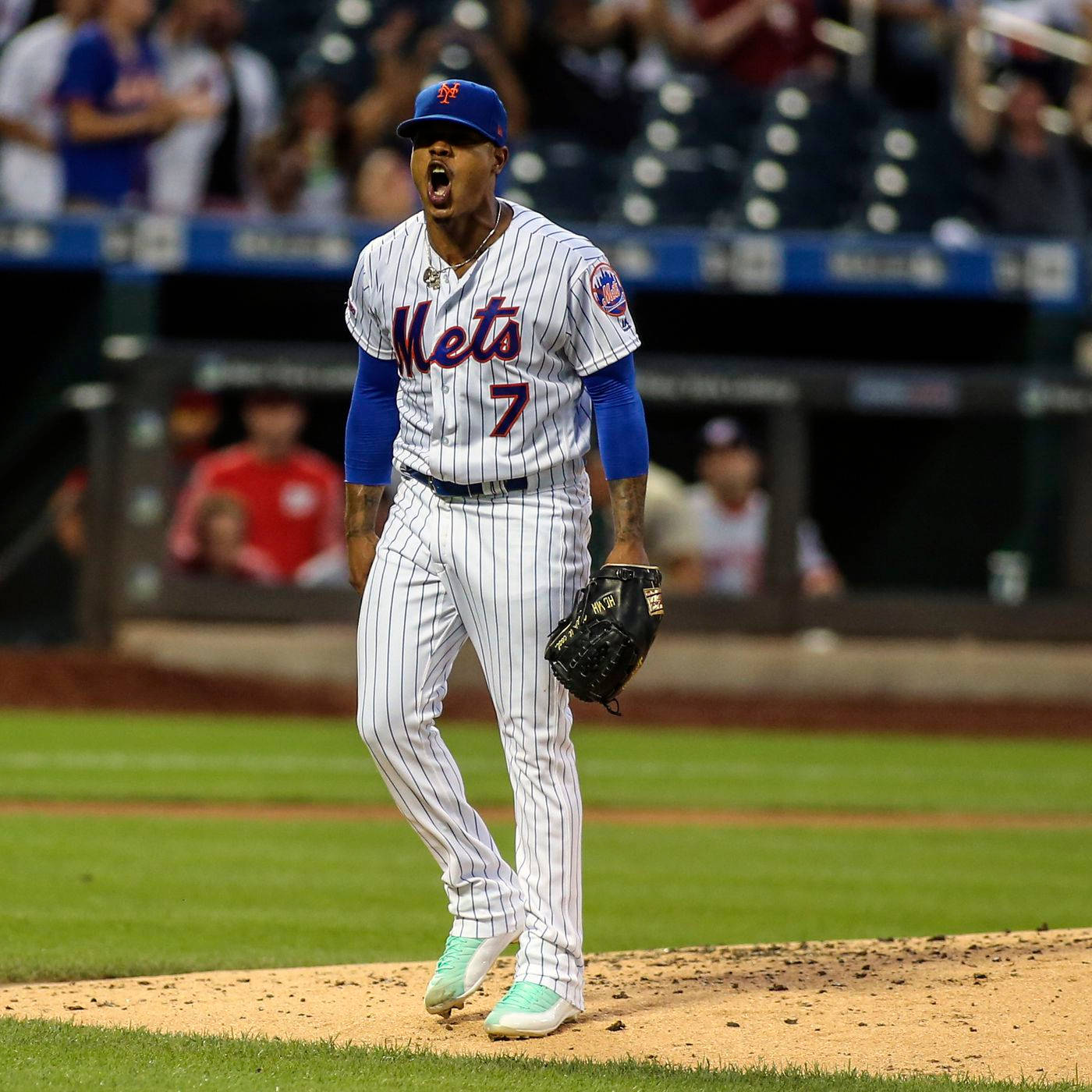 Marcus Stroman On Baseball Field Background