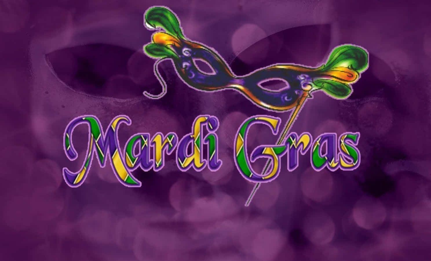 Mardi Gras Casino Logo With A Purple Background