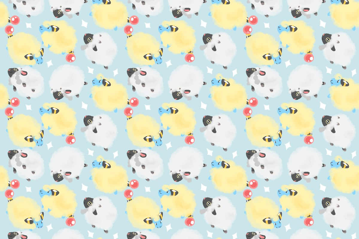 Mareep And Wooloo Desktop Pattern Background
