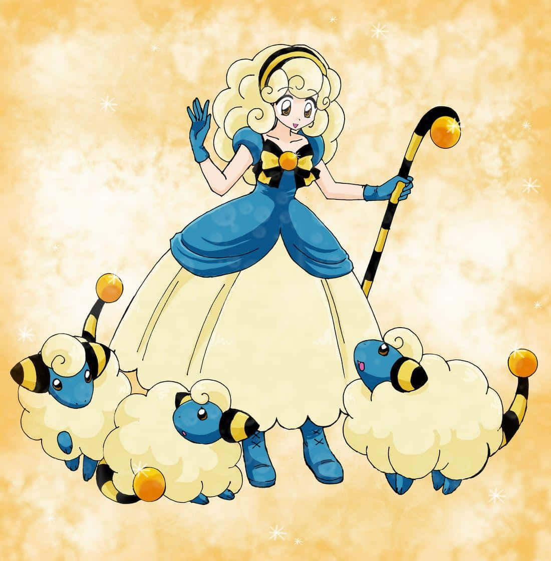 Mareep Cute Anime Girl Version Background