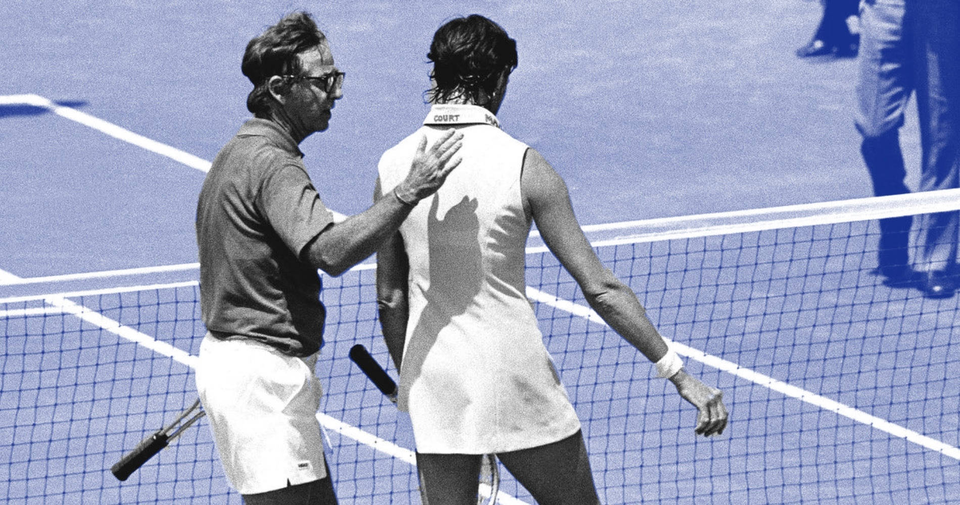 Margaret Court And Bobby Riggs Facing Off Background