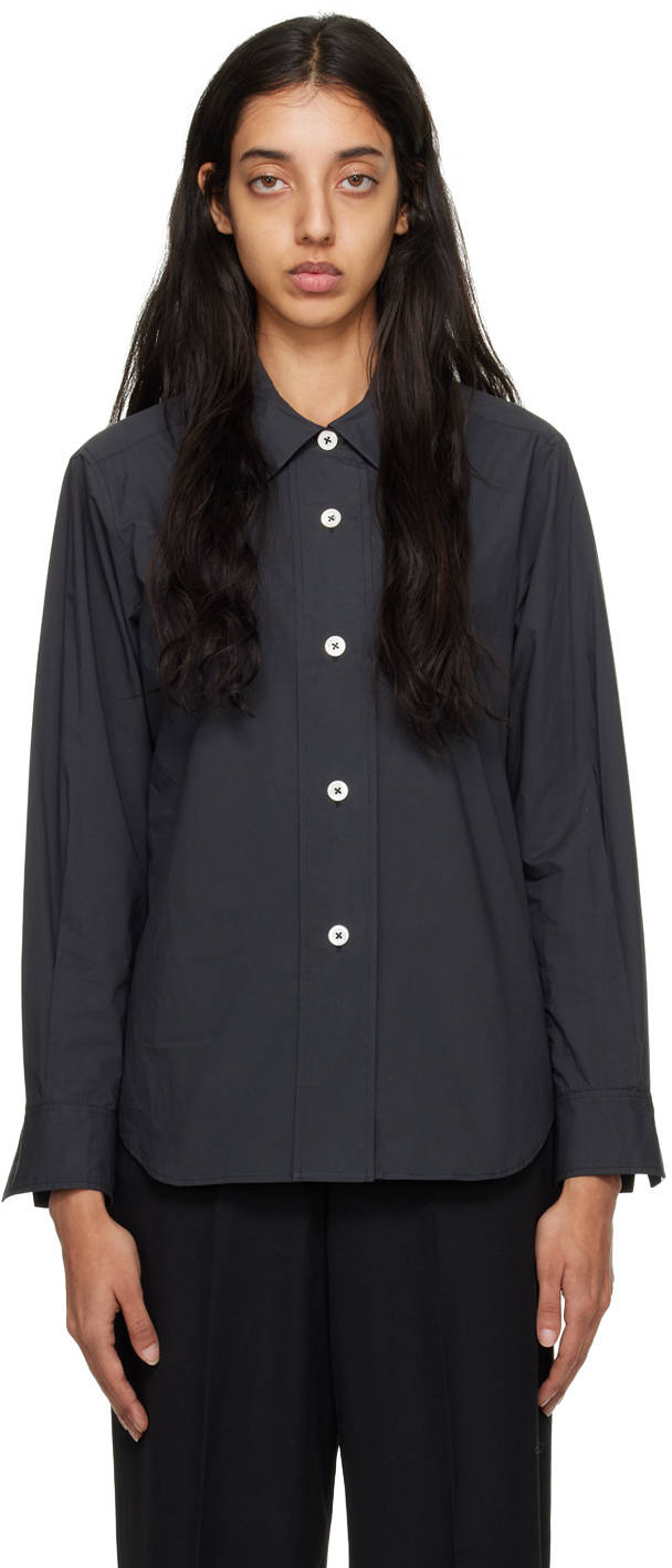 Margaret Howell Dark Blue Button Down Background