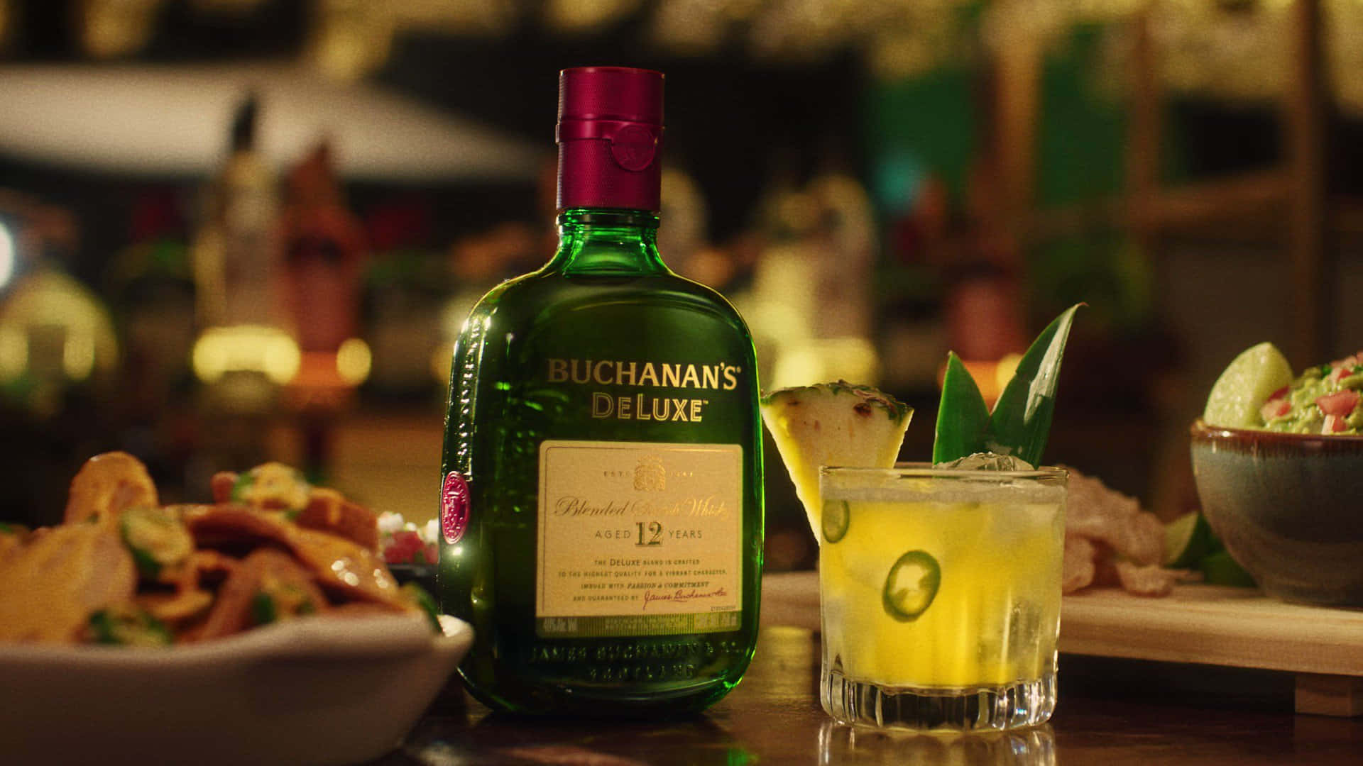 Margarita Cocktail With Buchanan's Deluxe Background