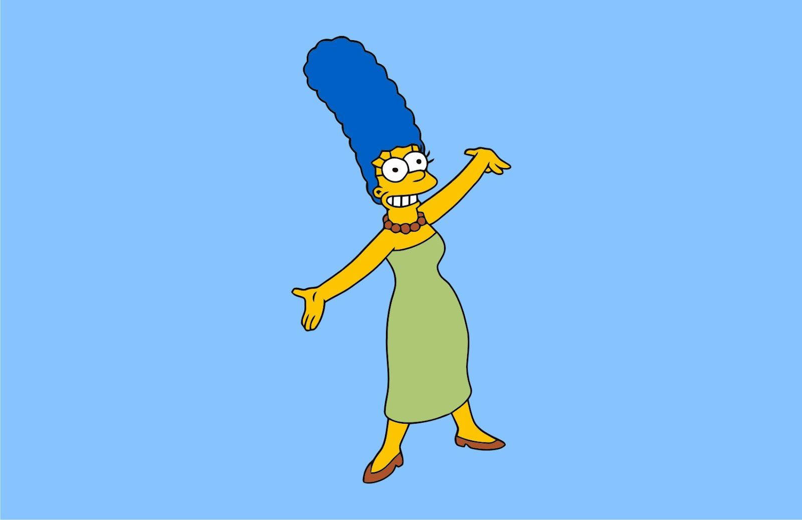 Marge Simpson On Blue Background