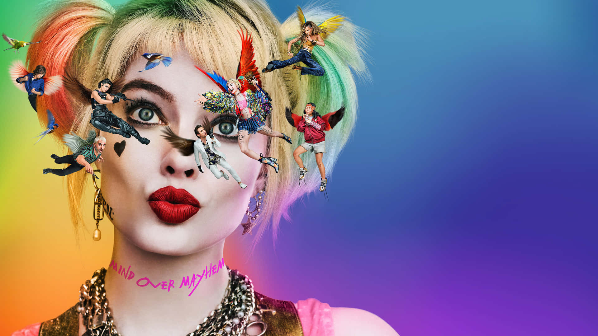 Margot Robbie Harley Quinn Colorful Art Background