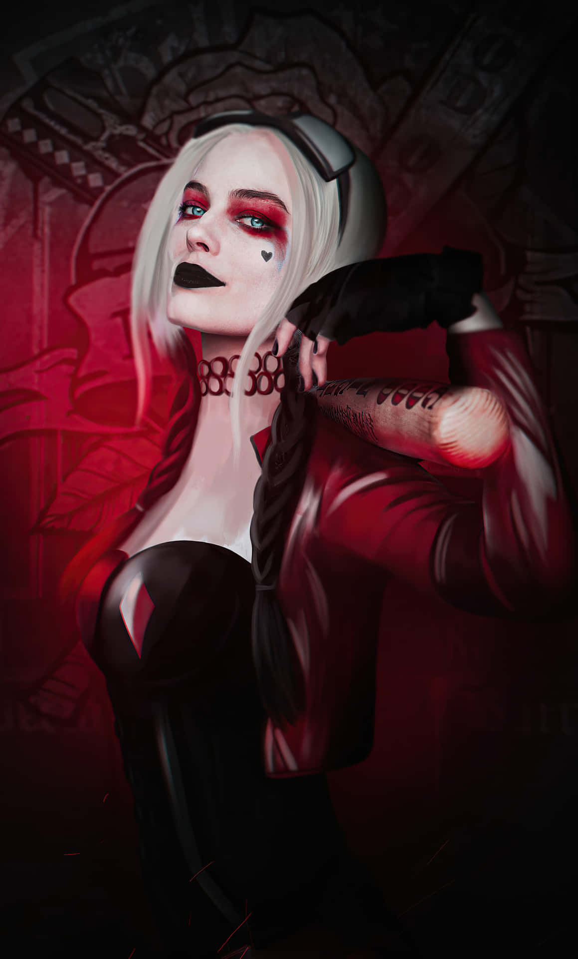 Margot Robbie Harley Quinn Red Art Background