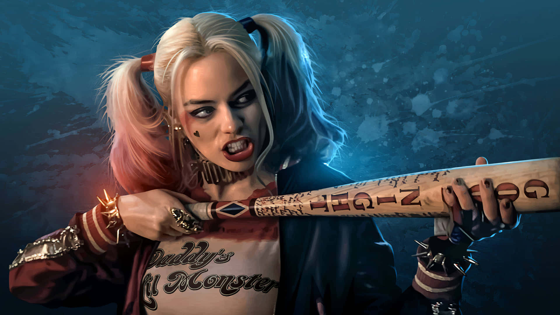 Margot Robbie In Full Harley Quinn Regalia Background