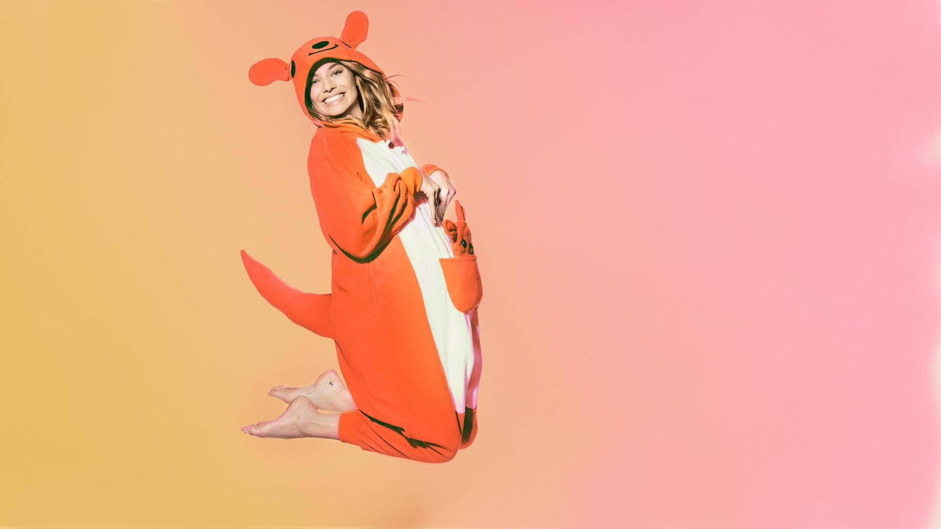 Margot Robbie Kangaroo Costume Background