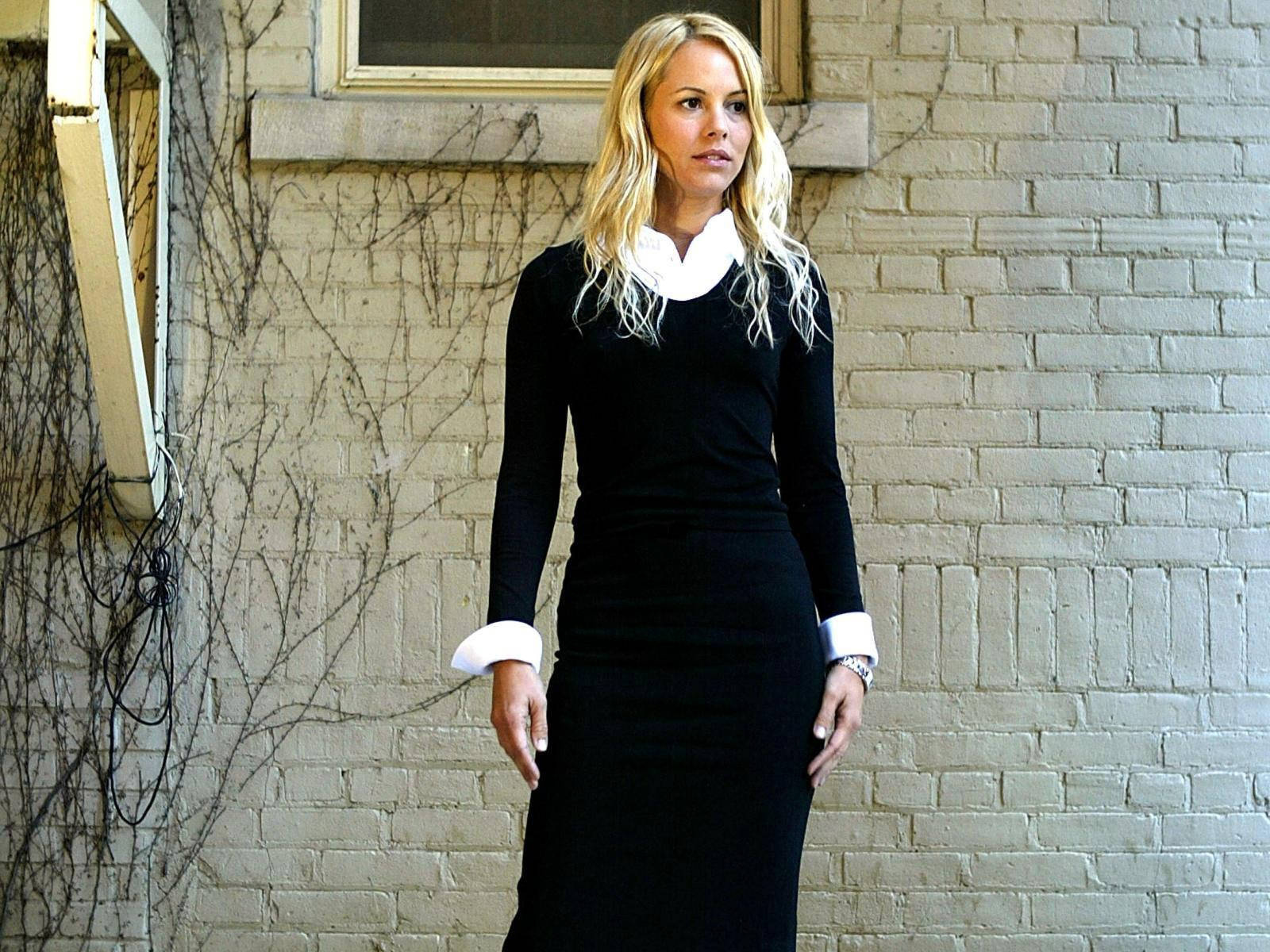 Maria Bello On White Brick Wall