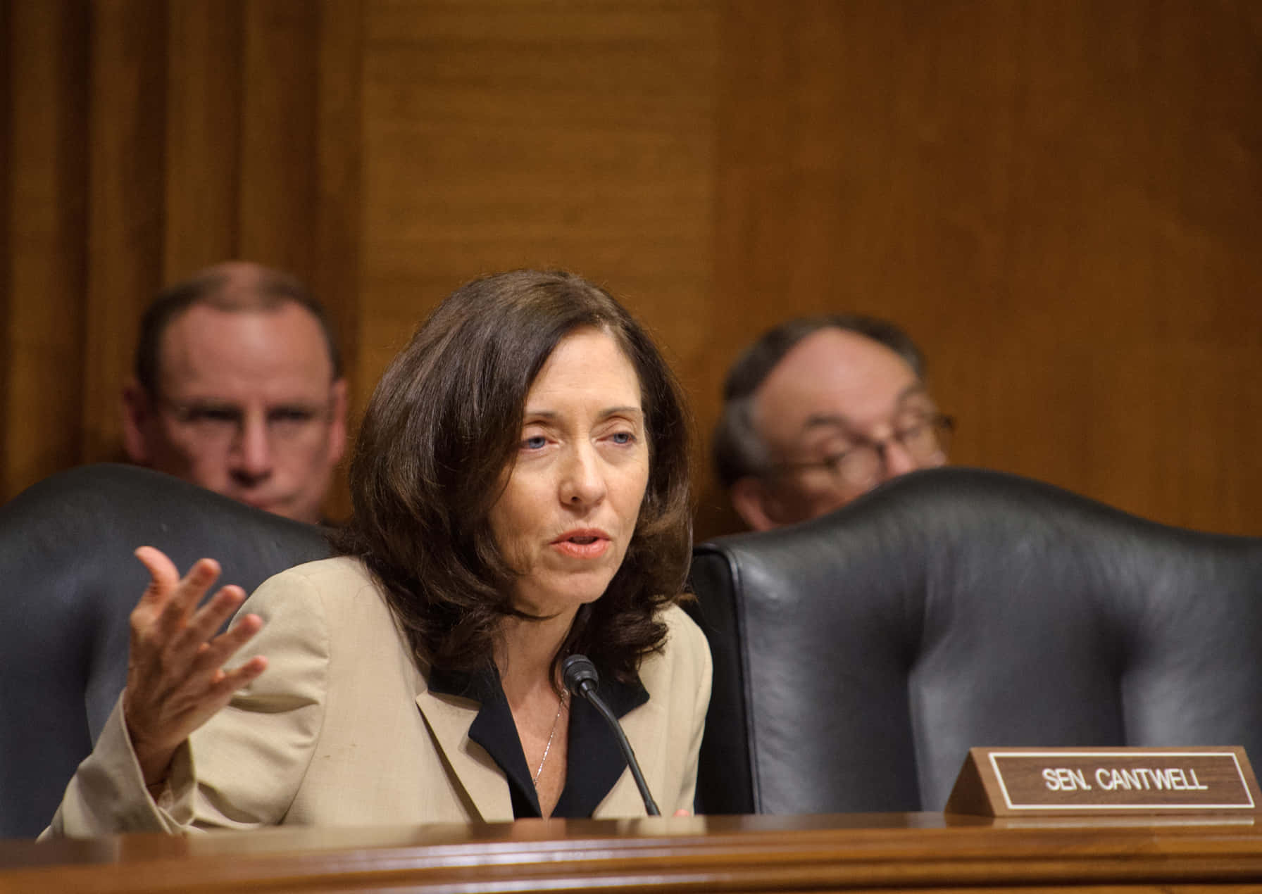 Maria Cantwell Doing Hand Gesture Background