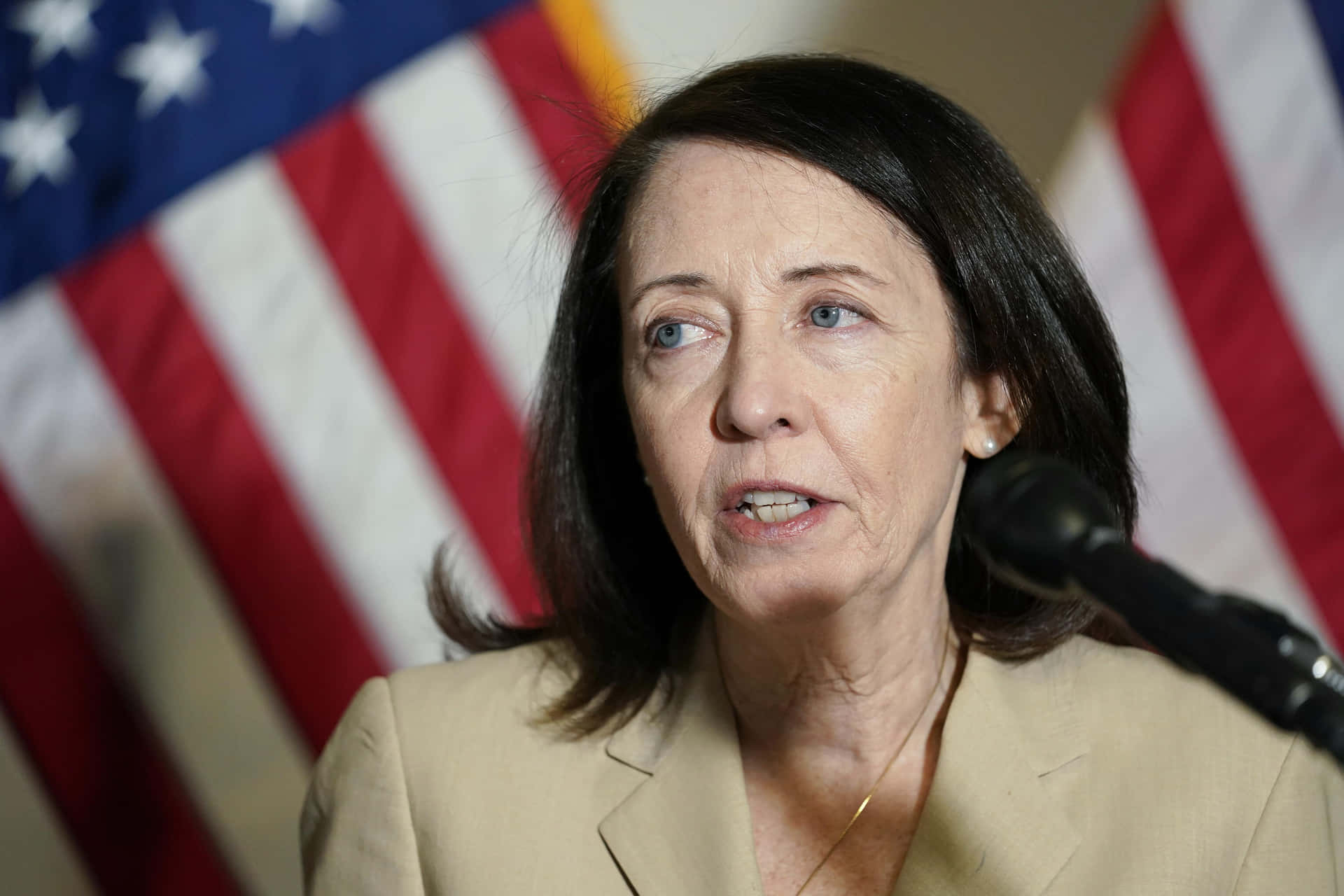 Maria Cantwell, United States Senator From Washington, Pledges Her Allegiance To The Flag Background