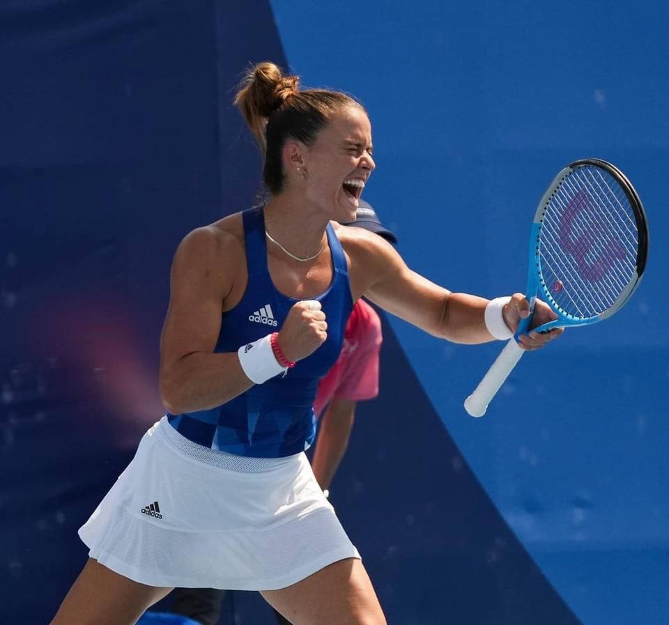 Maria Sakkari Celebrating Victory In Tennis Match