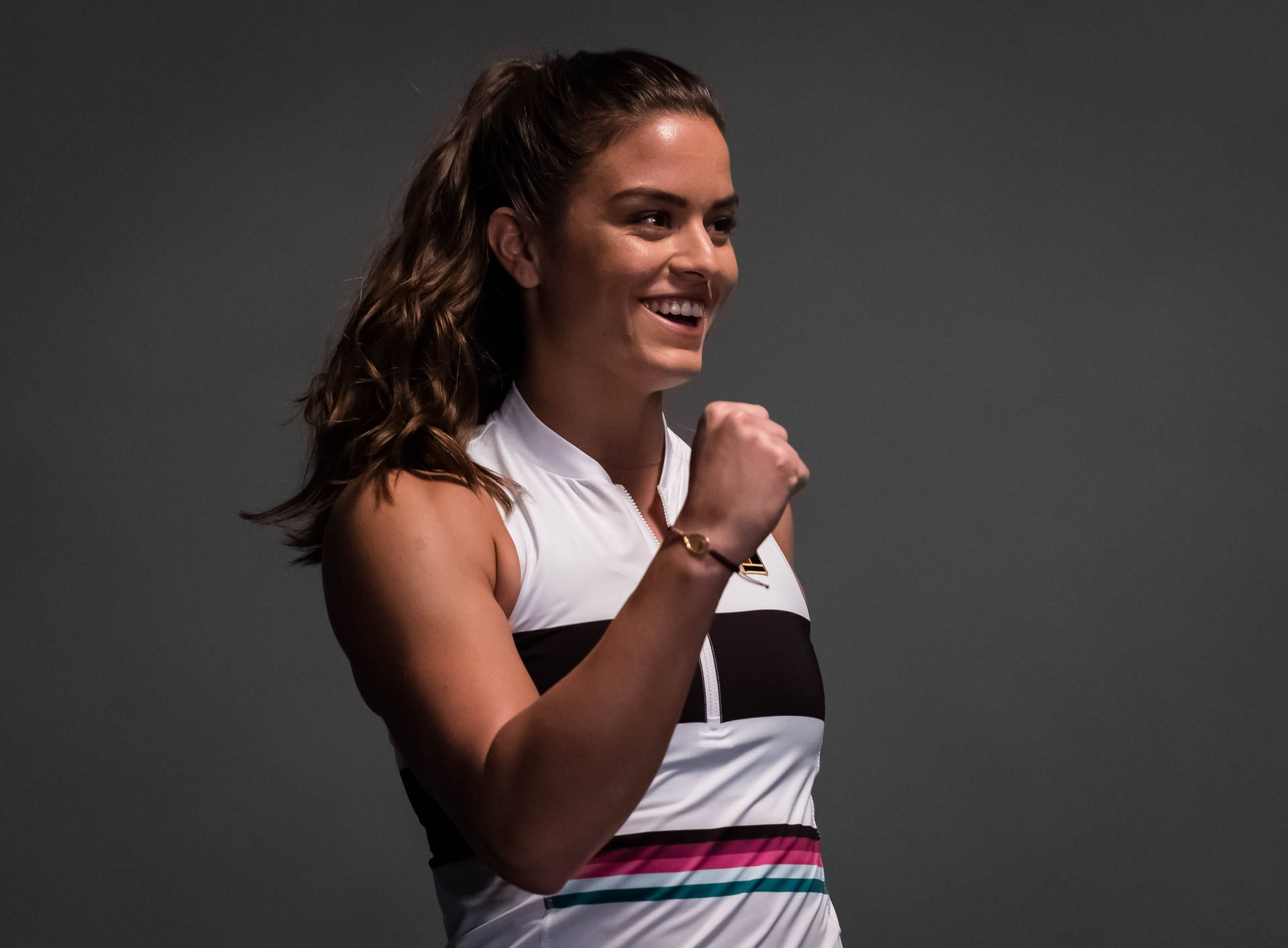 Maria Sakkari Fist Raised Smiling