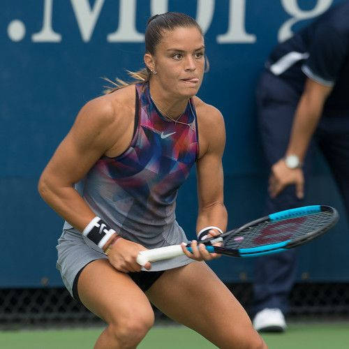 Maria Sakkari On The Court, Showcasing Her Formidable Tennis Skills Background