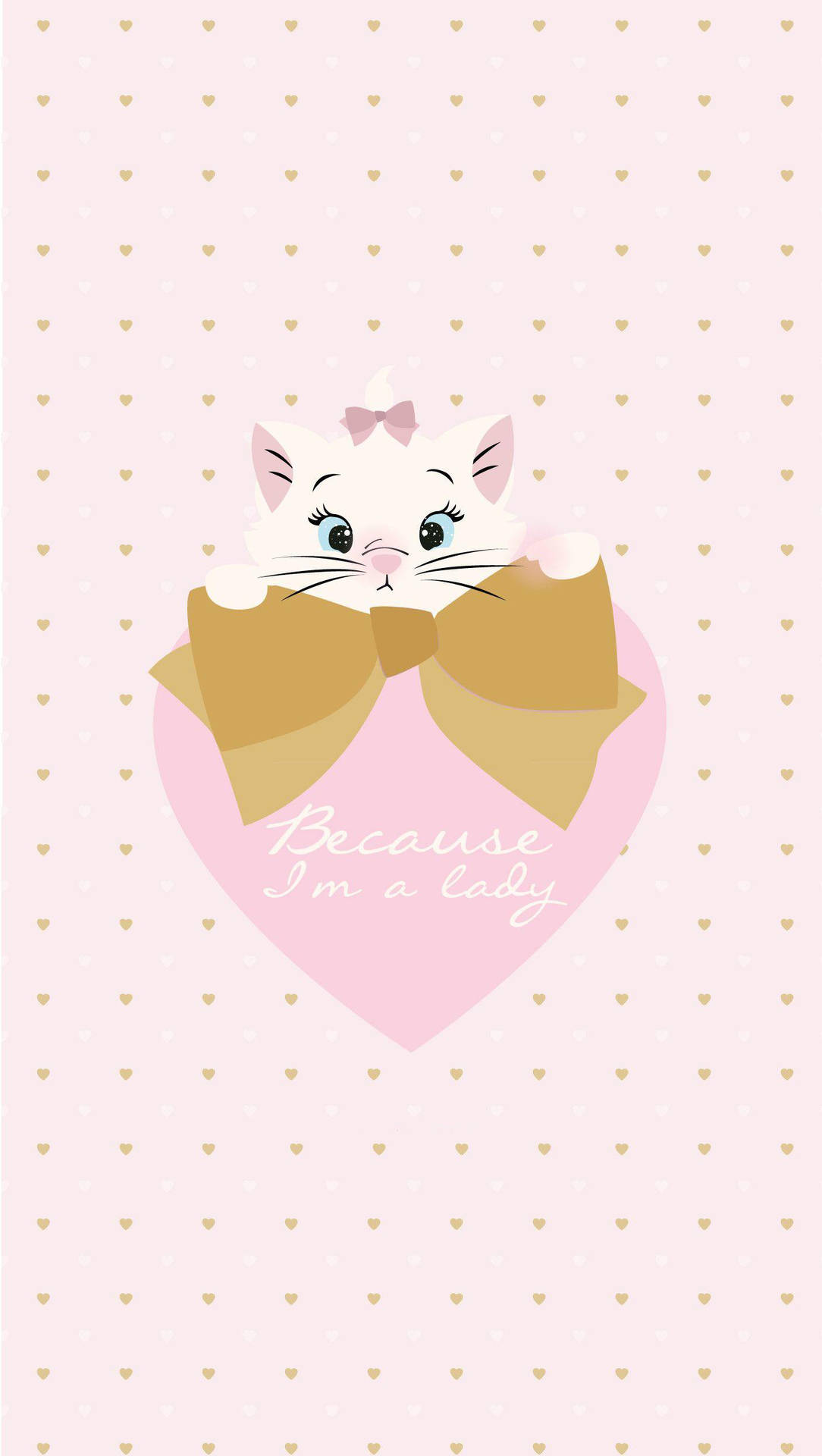 Marie Cat On Heart Background