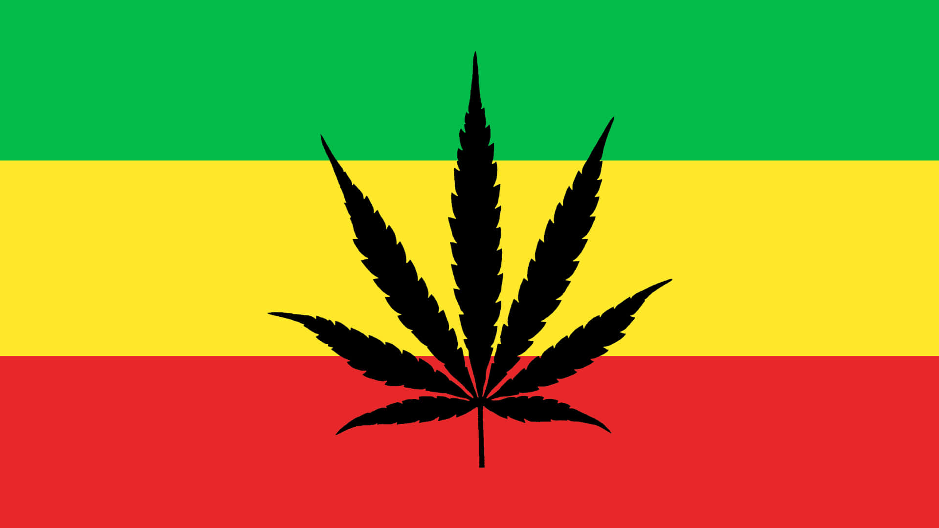 Marijuana Leaf On Rasta Flag Background