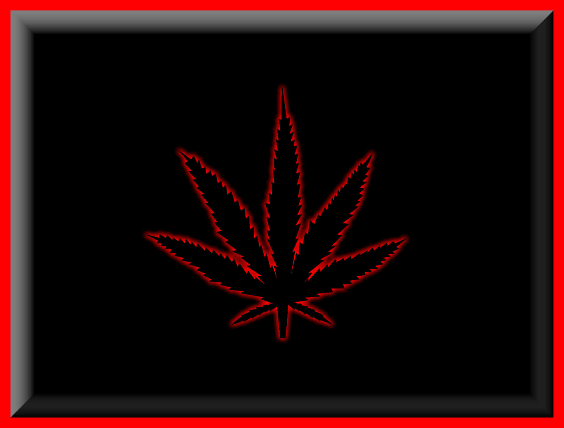 Marijuana Leaf With Red Glow
