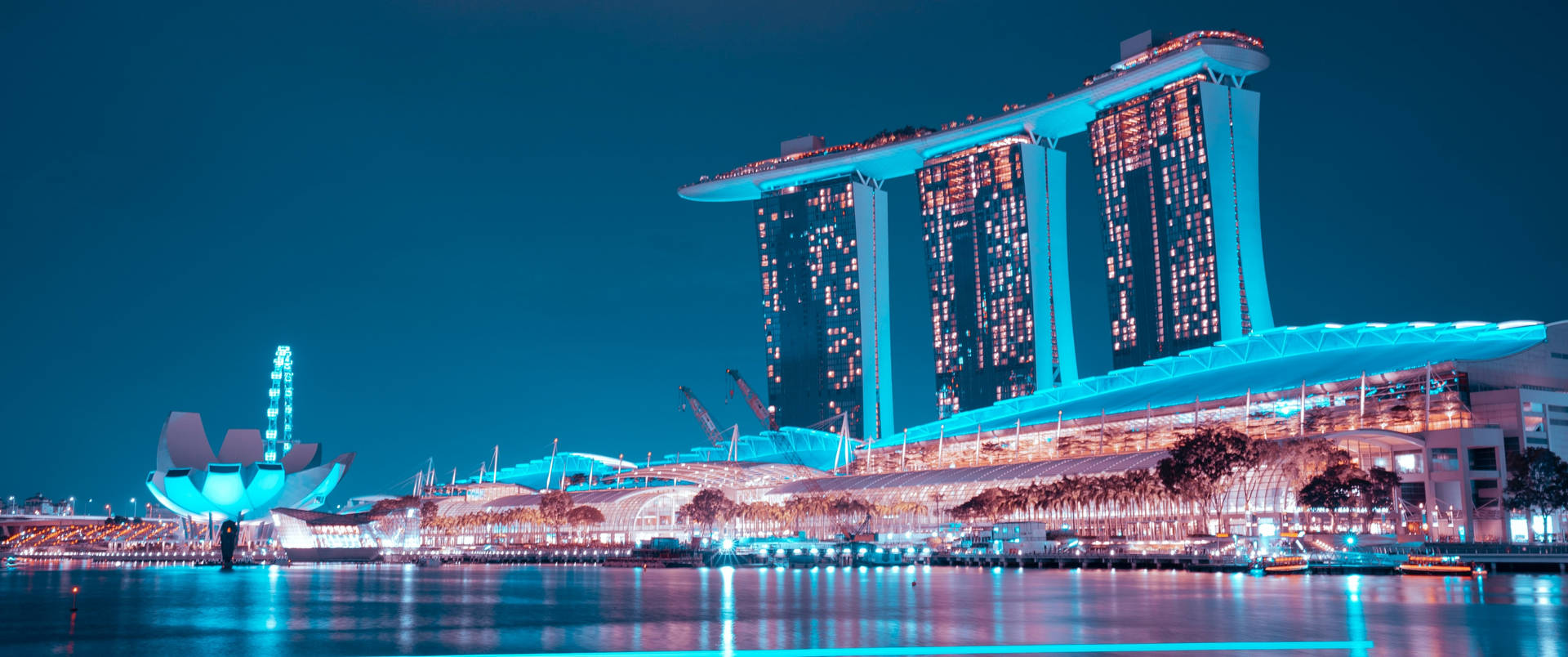 Marina Bay Sands Blue Glow Background