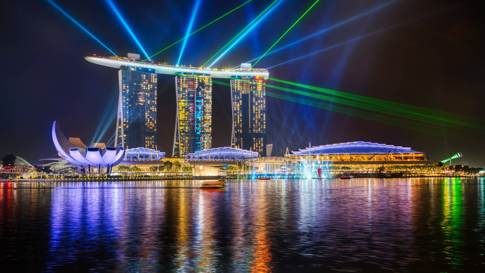 Marina Bay Sands Blue Lights Night Background