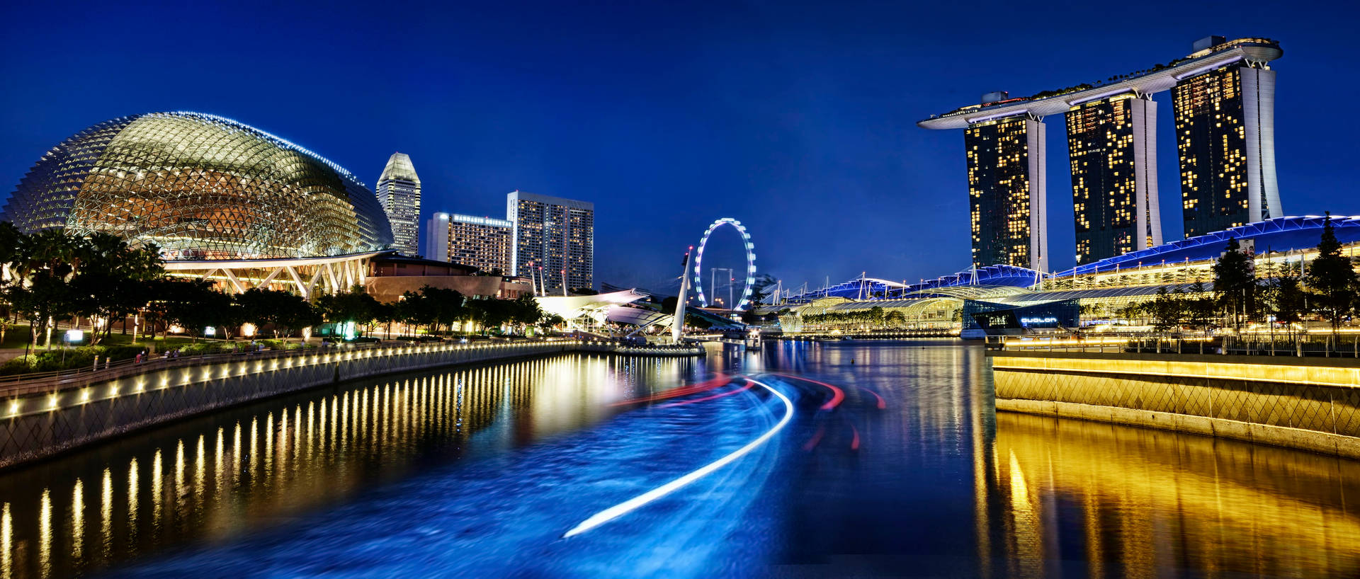 Marina Bay Sands Blue Waters Night Background