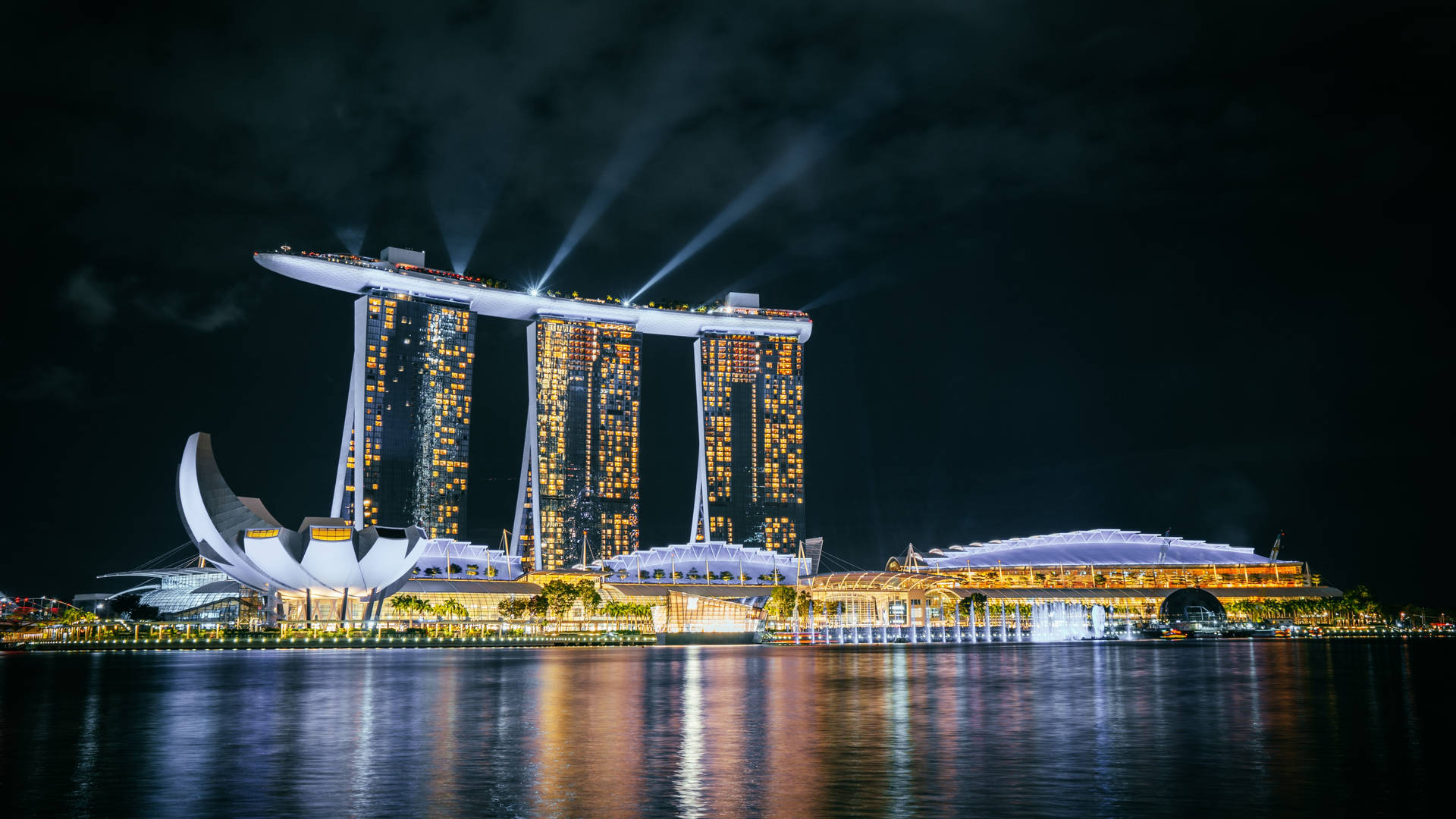 Marina Bay Sands Complex Night Background