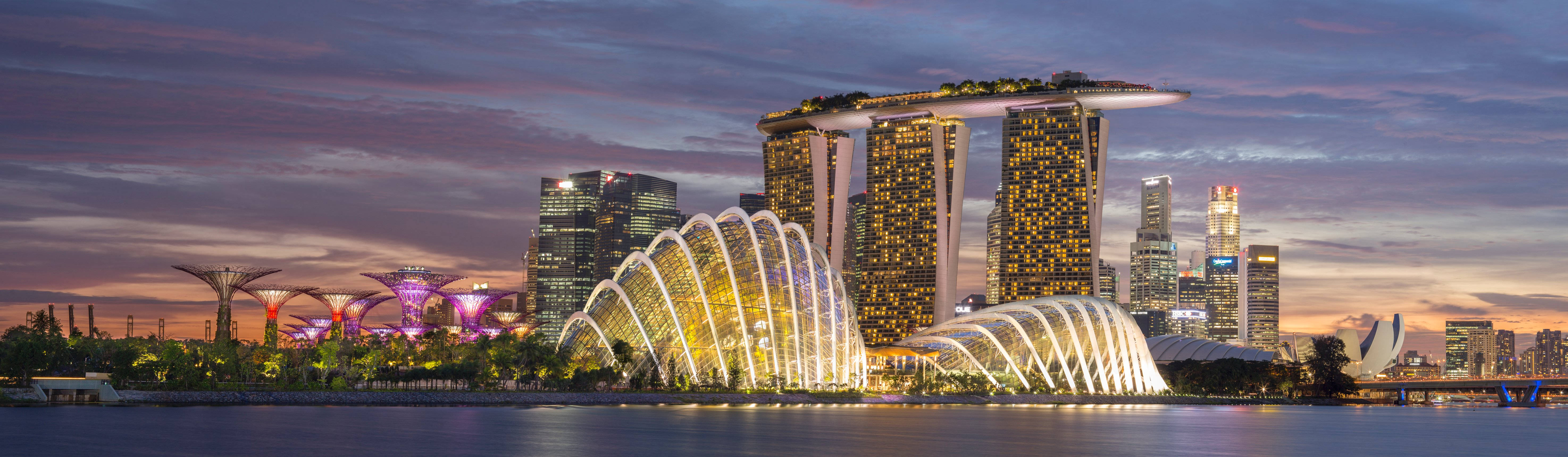 Marina Bay Sands Evening Panorama Background