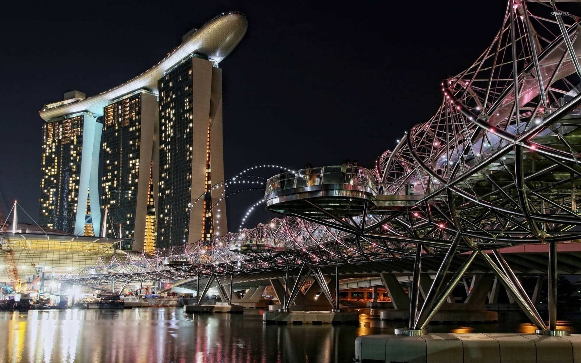 Marina Bay Sands Helix Bridge Night Background