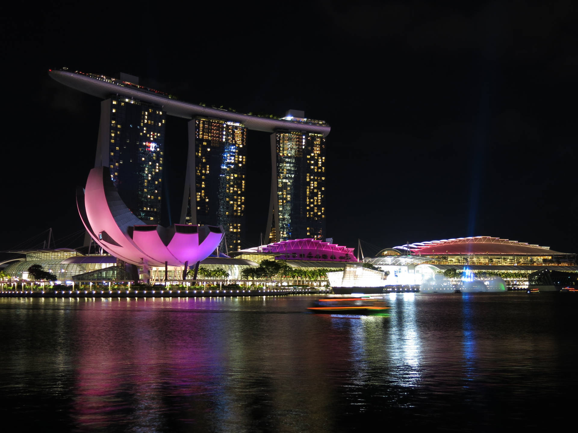 Marina Bay Sands Museum Pink Lights Background