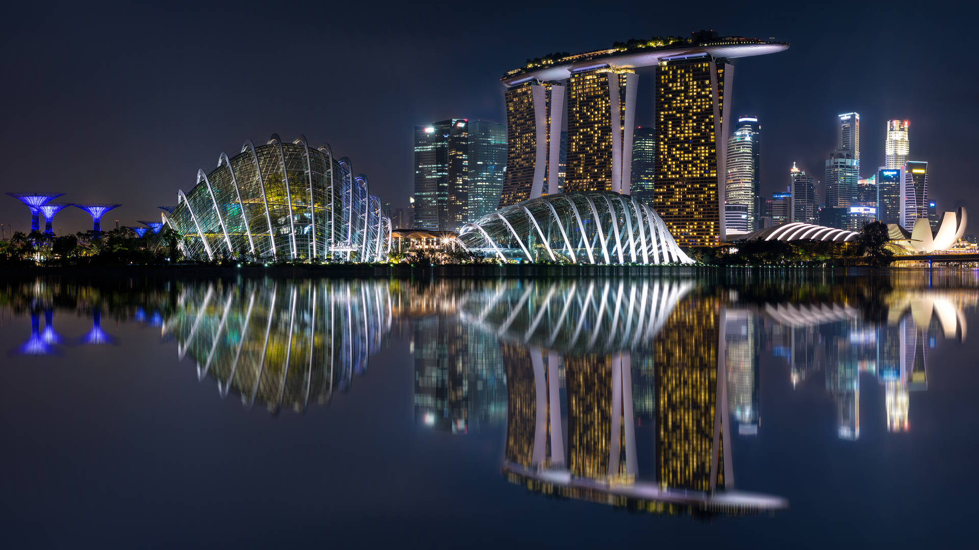 Marina Bay Sands Night Reflection Background