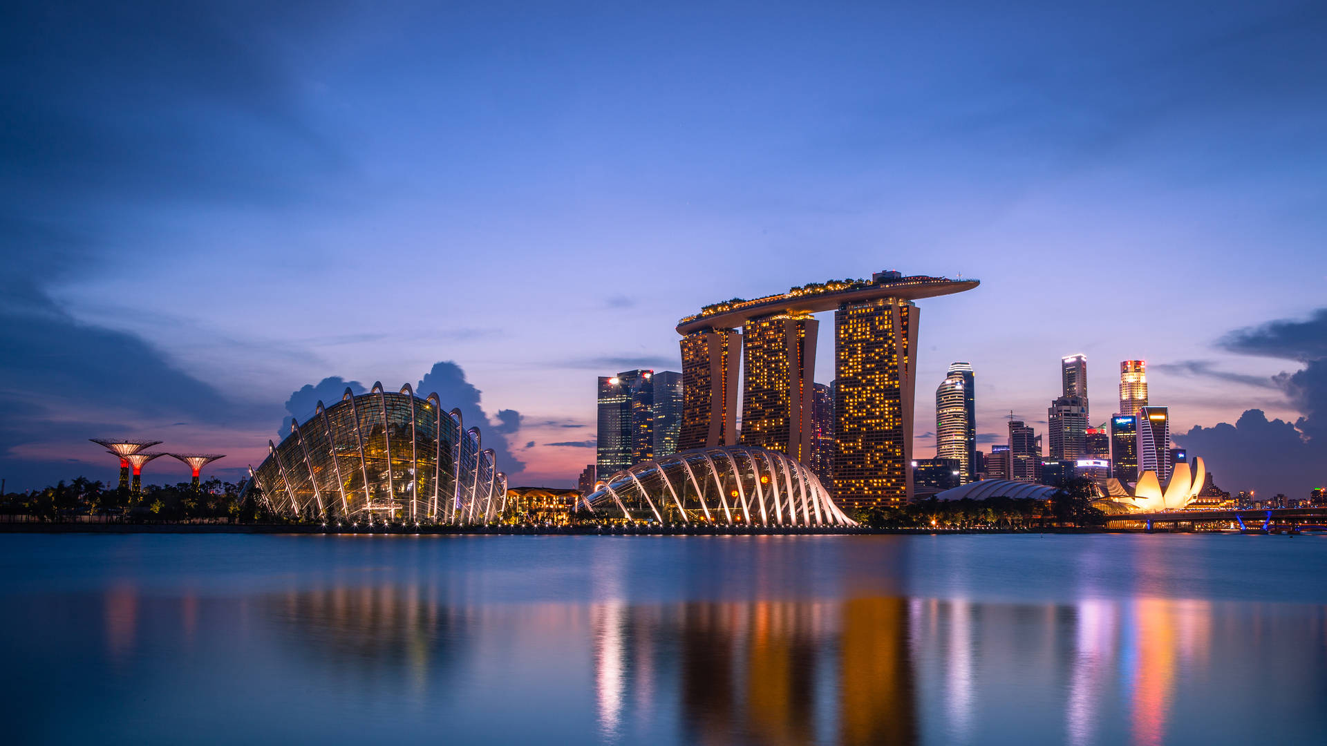 Marina Bay Sands Purple Sky Skyline Background