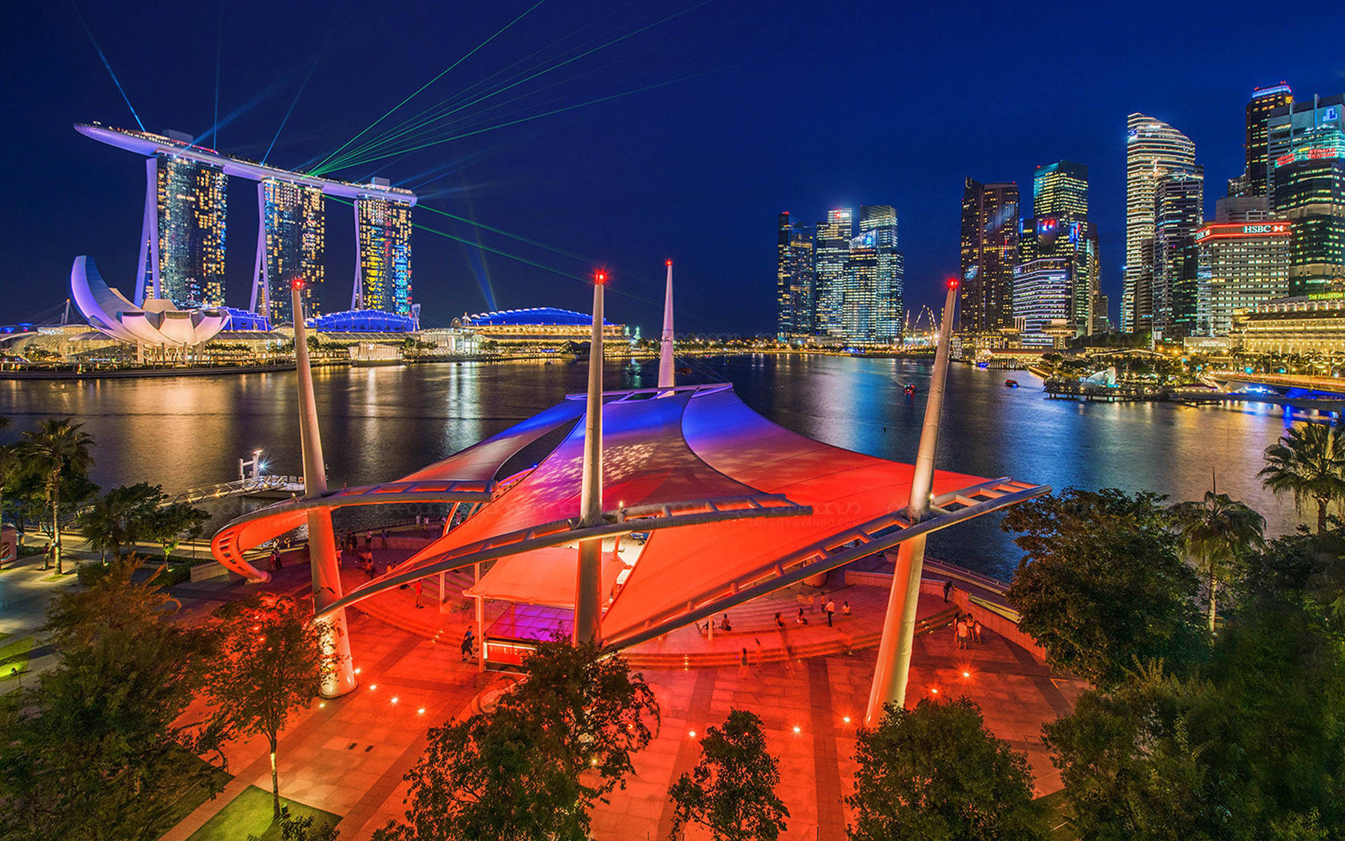 Marina Bay Sands Red Roof Structure Background