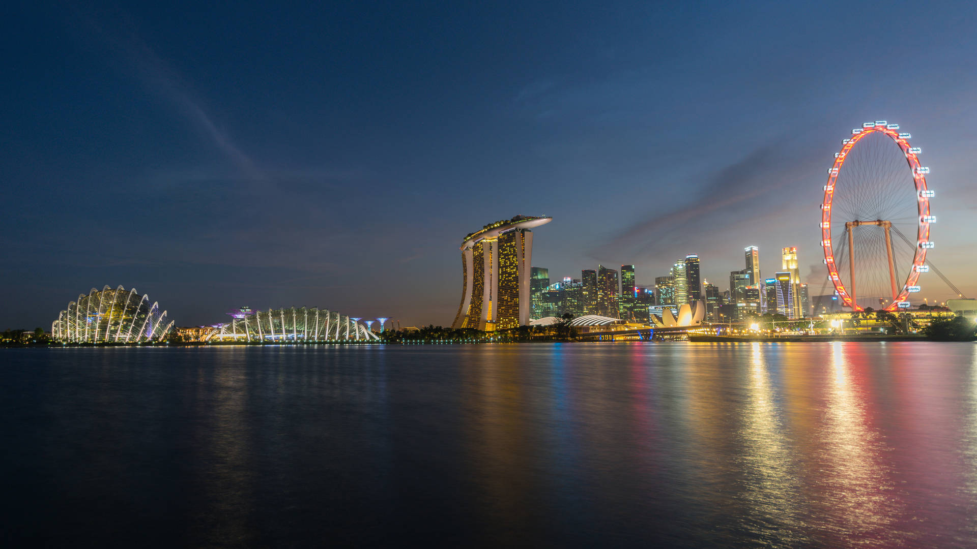 Marina Bay Sands Singapore Flyer Night Background