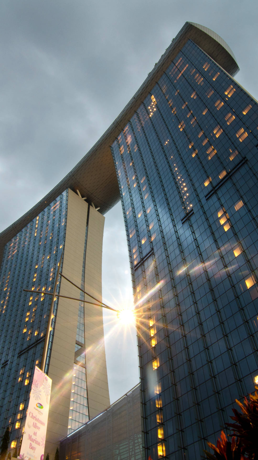 Marina Bay Sands Upwards Shot Clouds Background