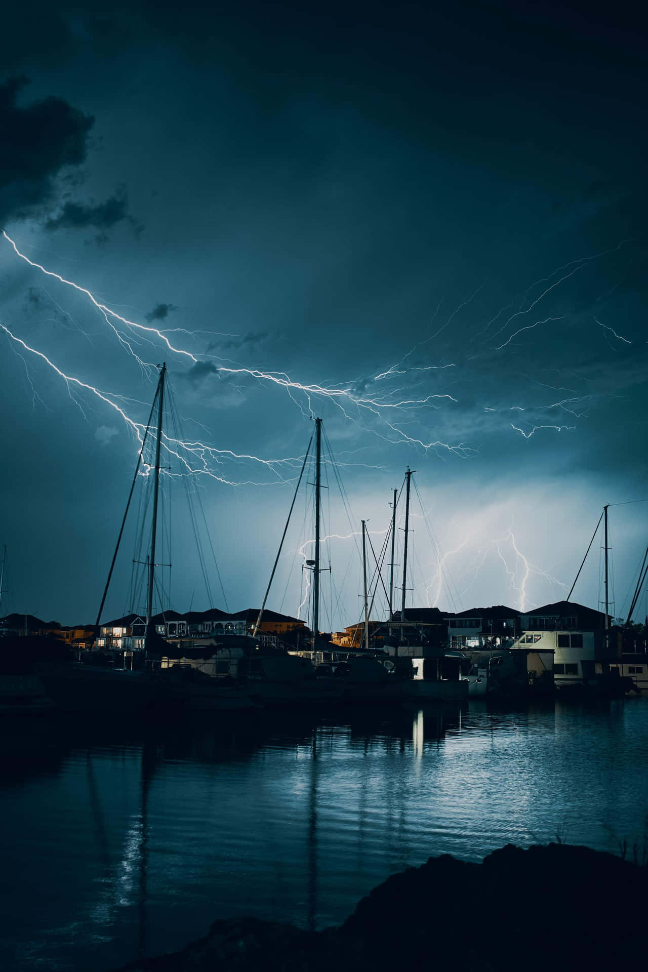 Marina Under Stormy Skies