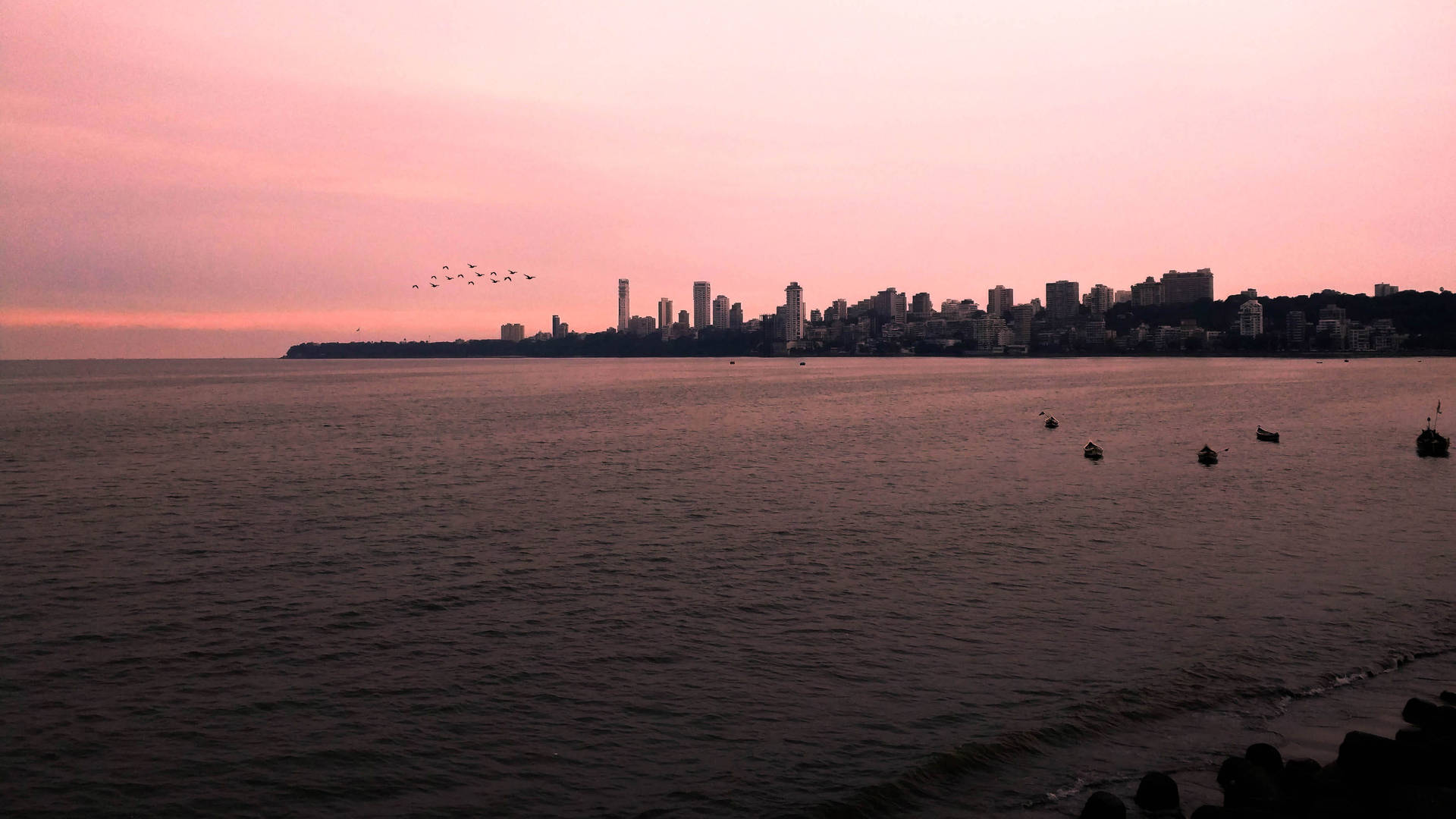 Marine Drive Sunset Mumbai Background