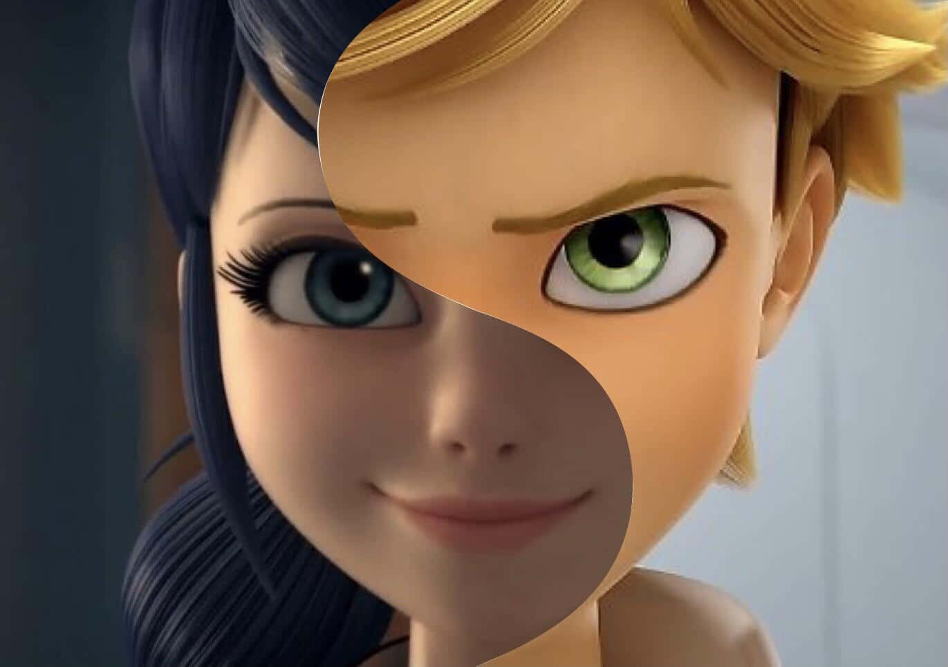 Marinette And Adrien Share A Romantic Moment Background