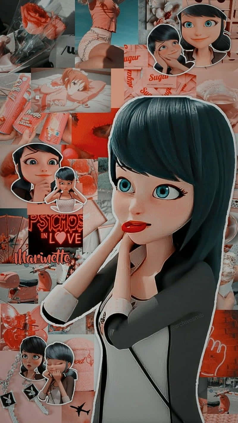 Marinette And Adrien, Two Superheroes In Paris Background