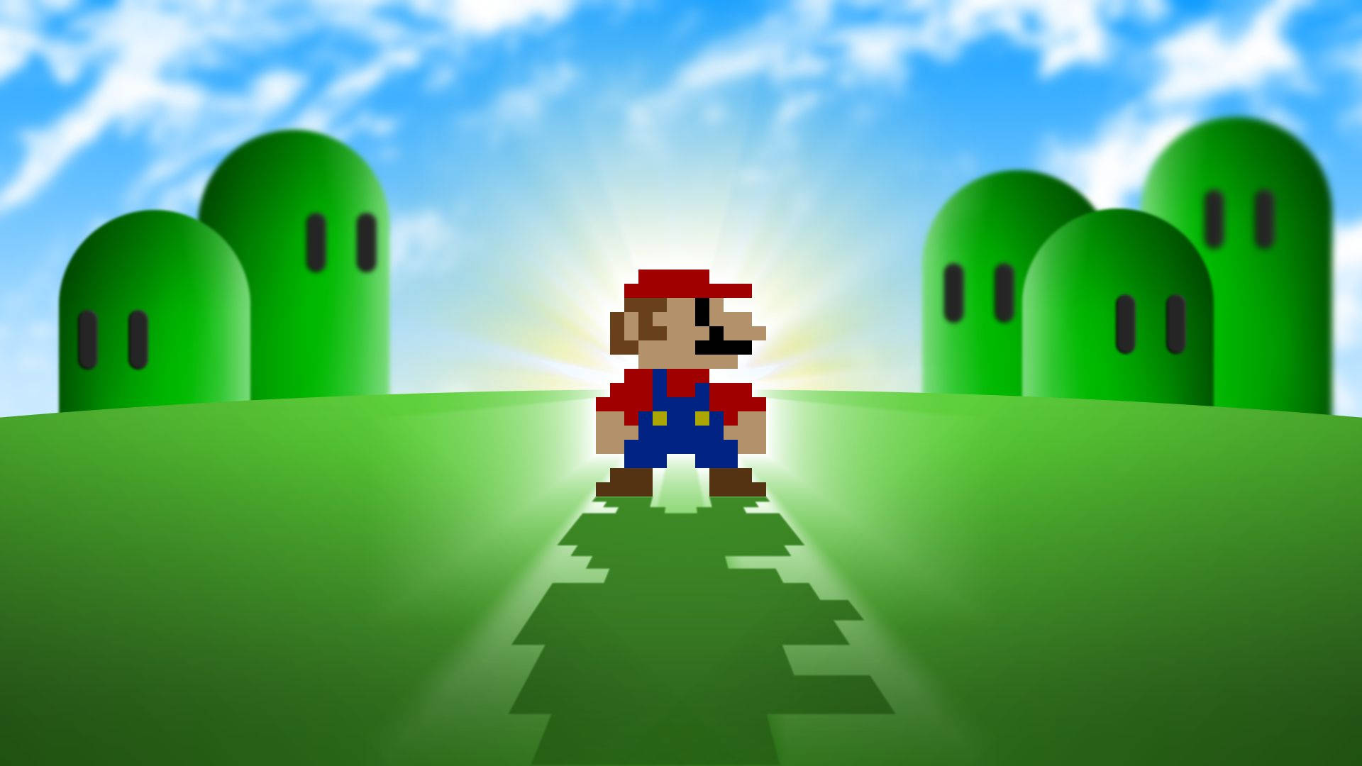 Mario Bros Pixel Art Wallpaper Background
