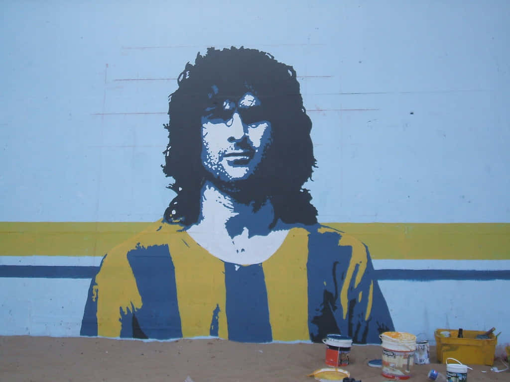 Mario Kempes Painted Wall Background